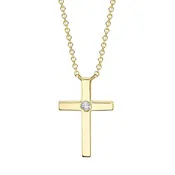 0.03CT 14K Y/G DIAMOND CROSS NECKLACE