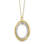 10k Two-tone Gold Polished Oval Necklace with 18 inch chain