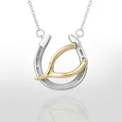 LIMITED EDITION Large 14k Kentucky Derby® Gold & Sterling Silver Wishing You Good Luck® Necklace