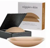 1 pair reusable adhesive silicone nipple covers- Medium Skin tone