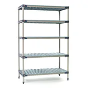 18"d MetroMax 4 Antimicrobial 5-Shelf Starter Units w/ Grid Mats