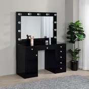 Acena 7-drawer Vanity Set with Lighting Black High Gloss