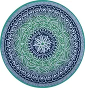 3D - Flower and Hearts - Green - Round Tablecloth