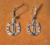 Horseshoe &amp; Cross Western Earrings