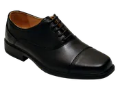 Esse Comfort Men's Leather Cap Toe Oxford - Black