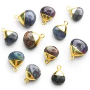 10-13mm Gold Leafed Bloodshot Iolite Plain Heart Pendant 1 Bead