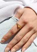 18K Gold Plated Heart Signet Ring