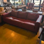 American Leather 3 Cushion Red Leather Sofa