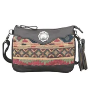 American West Crossbody Hand Woven Tapestry w Berry Concho