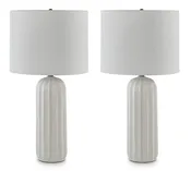 23.5-Inch White Glazed Ceramic Table Lamps — Set of 2