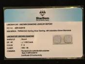 1.03 CARAT CERTIFED LAB GROWN DIAMONDS STERLING SILVER GOLD PLATED 10 MM STUDS EARRINGS