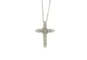 14k White Gold Diamond Cross Pendant