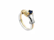 18K Gold 18kgold 2 Hands Diamond And Saffire Ring 6