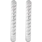 14K Gold Elongated Oval Rope Hoop Earrings (Huggies)