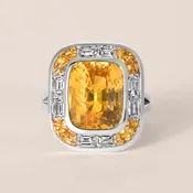 Art Deco-Style Orangy Yellow Sapphire Ring