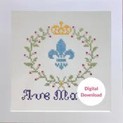 Ave Maria! Cross Stitch Pattern Peacock Blue — Digital Download