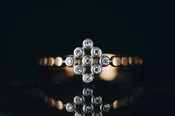 14k Rose and White Gold Cluster Diamond Ring