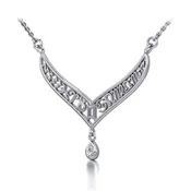 12 Zodiac Symbols Sterling Silver Necklace with Teardrop Birthstone of your choice