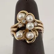 Diamond & Biwa Pearl Ring