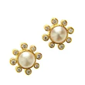 Akoya Pearl and Diamond Stud Earrings