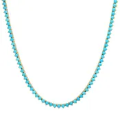 18 Inch 3-Prong Turquoise Tennis Necklace