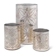 Antique Mercury Glass Candle Holder, Set of 3, Lg is 10"H
