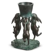 13" ANTIQUED BUNNY WITH CONTAINER