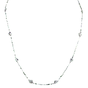 14K White Gold Bezel-Set Diamond Station Necklace