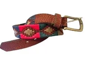 Authentic Handmade Exotic Capybara / Carpincho Hide Polo Player Belt, Unisex - Embroidered Red, Hunter Green, Navy, Tan - Pieces of Argentina