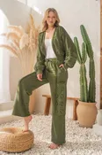 Acid Washed French Terry Pants: Washed Green