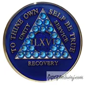 AA Recovery Medallion - Crystallized Blue Sapphire Bling