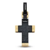 Baraka Men's Black Diamond Cross Charm 5/8 ct tw Black Ion-Plated Stainless Steel & 18K Yellow Gold