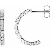 14K White Gold 1/2 CTW Natural Diamond Hoop Earrings