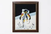 Alpaca Moon Landing Alpaca Portrait - Framed Wall Art