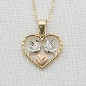 14k Gold Dove Heart with Chain