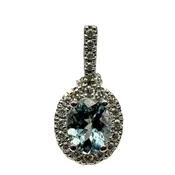 14kt White Gold Grey Spinel and Diamond Pendant