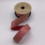 1.5" Hot Pink Glitter Mesh Taffeta Ribbon