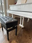 Adjustable Leather Top Artist Piano Bench with storage