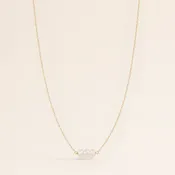 April Birthstone Three Gem Necklace with Faceted Clear Quartz