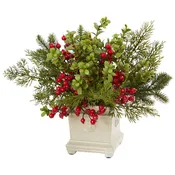 Berry and Pine Arrangement | Seasonal | Artificial Flowers