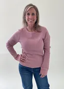 Ania Waffle Long Sleeve Top-Lilas