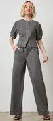 Lilla P Denim Straight Leg Drawstring Pant in Grey
