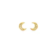 0.03 CTW Diamond 10K Yellow Gold Crescent Moon Stud Earrings
