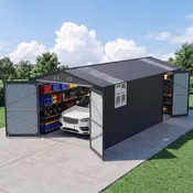 10' x 20' Metal Garden Shed with Window 2 Doors and 4 Vents for Car