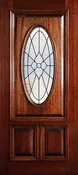 6' 8" 1/2 (Half) Lite Oval Decorative Glass Mahogany Wood Front Door - PD 3068-12O IMPE