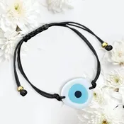 Adjustable Evil Eye Bracelet (White and Blue)