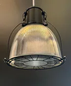 Holophane Light Fixture~ Industrial Glass Large 16" Diameter Matte Black