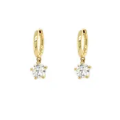 18K Yellow Gold Hoop Earrings with Diamond Drops