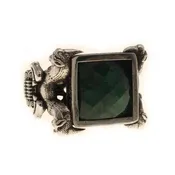 Asoodehdelan Handcrafted Sterling Silver Green Jade Perspolis Ring Size 9.5