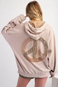 Ailani Peace Patch Mineral Washed Terry Knit Hoodie Sweatshirt 2 Colors